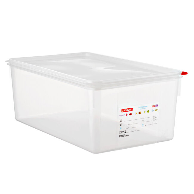 Ємність для зберігання з кришкою Araven GN 1/1, поліпропілен 530х325х200 мм, 28 л, 03038