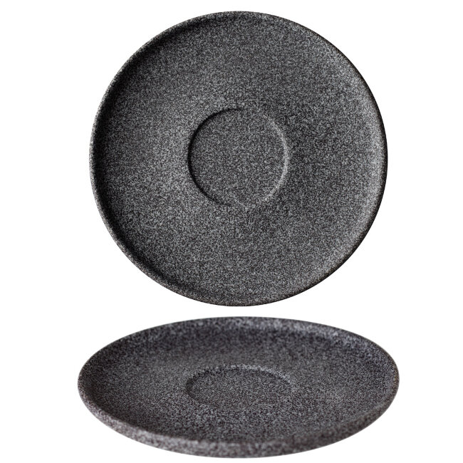 Блюдце 14 см цвет темно-серый, серия Granit (без глазировки), G4Q1714