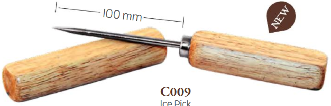 Инструмент для колки льда 21 см с деревянной ручкой, сталь 18/10, C009