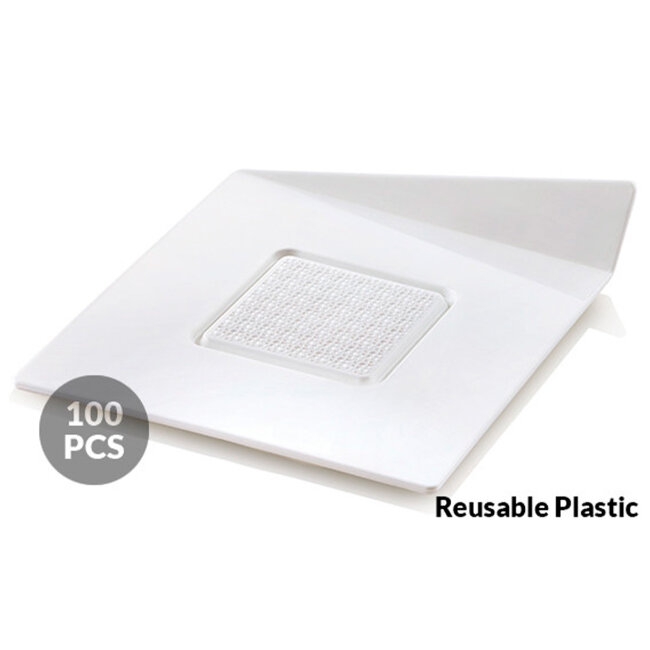 Набор подставок под десерты 100 шт. 83x83 мм, SET 100 WHITE TRAYS - SQUARE 83X83 MM