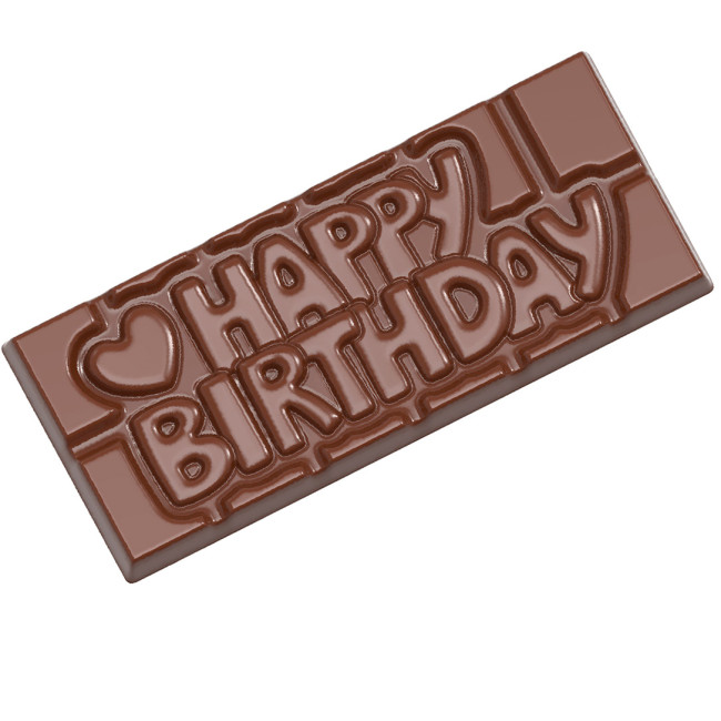 Форма для шоколада поликарбонатная "Happy birthday" 118х50 мм h 8 мм, 1х4 шт./45 г, 12010 CW