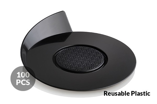 Набор подставок под десерты 100 шт. ?86 мм, SET 100 BLACK TRAYS - ROUND ?86 MM