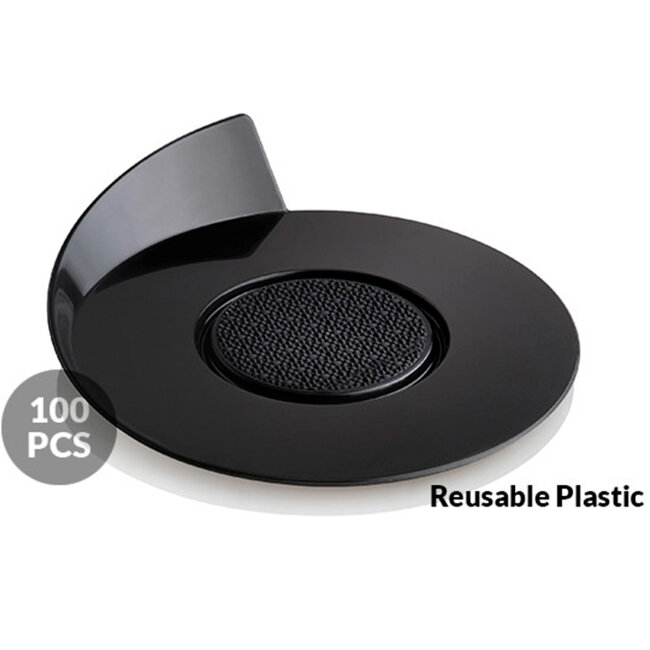 Набор подставок под десерты 100 шт. ?86 мм, SET 100 BLACK TRAYS - ROUND ?86 MM