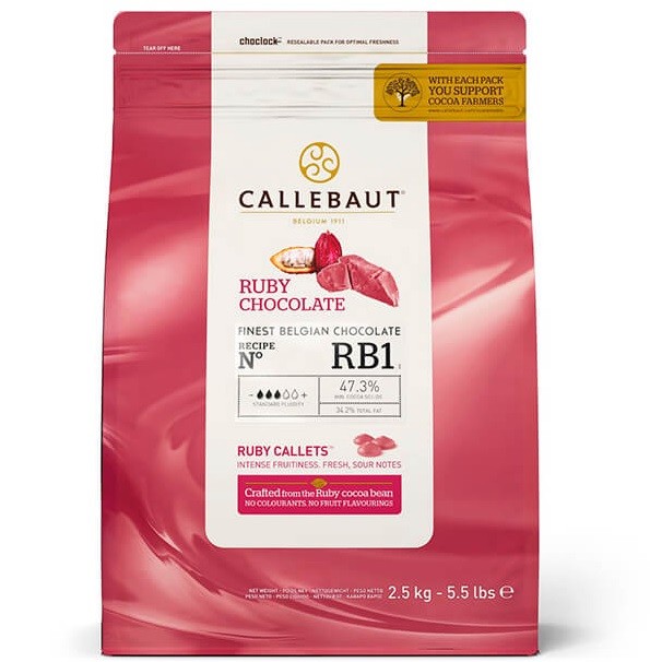 Розовый шоколад Ruby Barry Callebaut в Украине, оригинальная упаковка 2,5 кг.