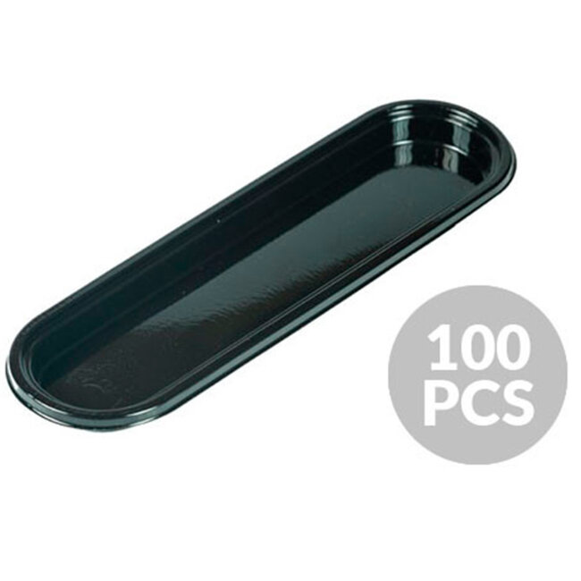 Подложка для эклеров пластиковая 32x140 мм 100 шт, SET 100 PLATES FOR FE